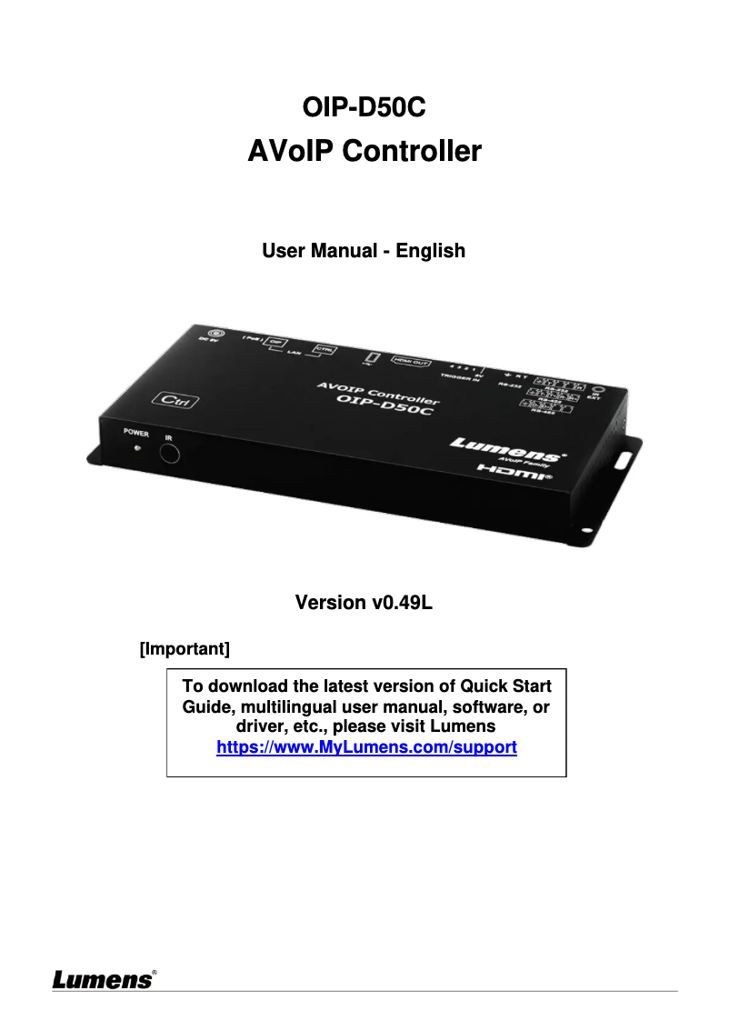 Página 1 del manual Manual de usuario Lumens OIP-D50C