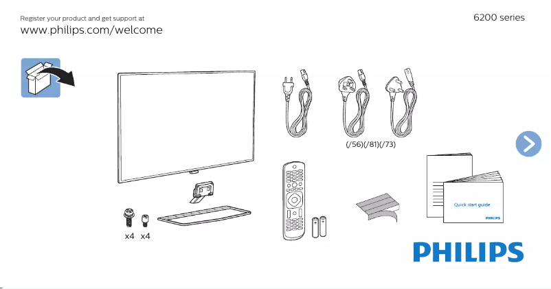 Imagen de la primera página del manual del dispositivo 6000 series 55PFT6200
