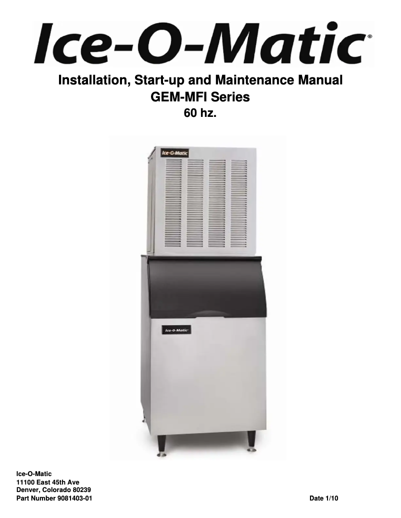 Página 1 del manual Manual de uso y mantenimiento Ice-O-Matic GEM0450A