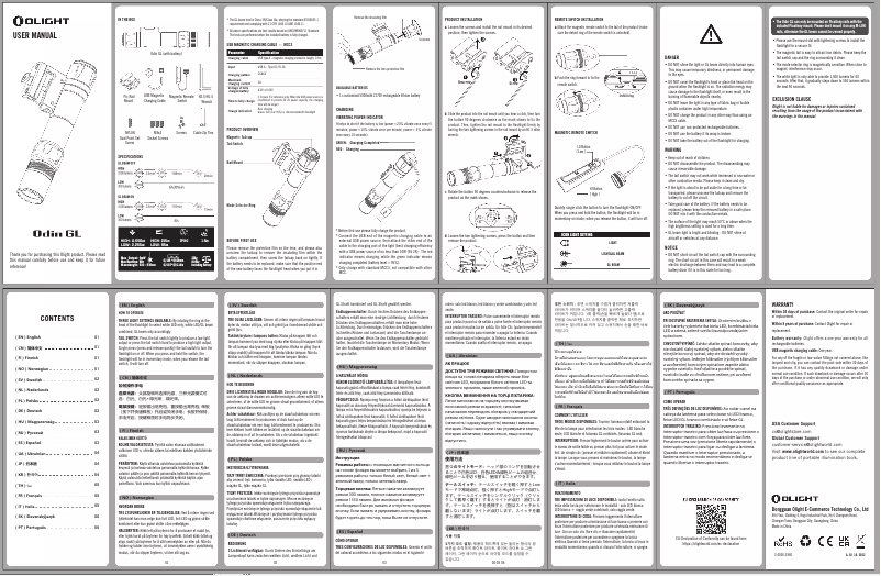 Imagen de la primera página del manual del dispositivo Odin GL