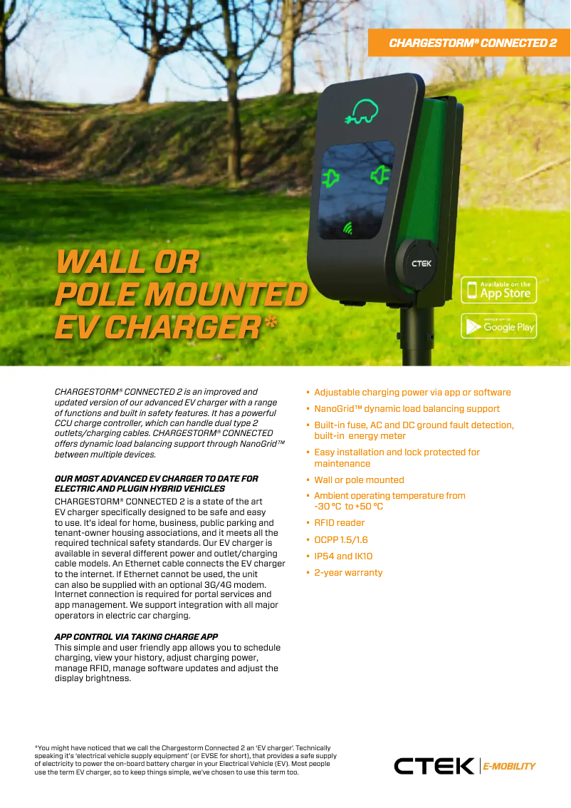 Página 1 del manual Ficha técnica Ctek Chargestorm Connected 2