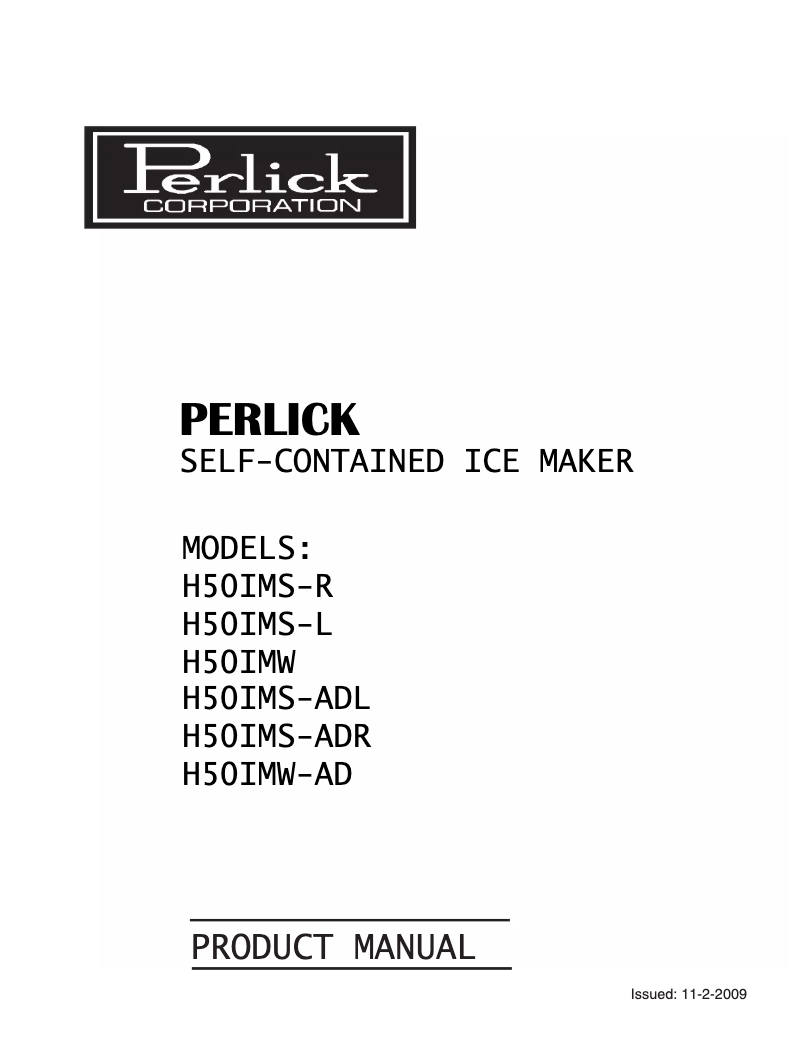 Página 1 del manual Manual de usuario Perlick H50IMS-L