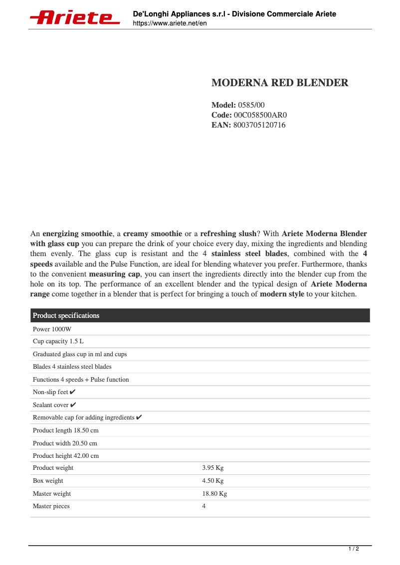 Imagen de la primera página del manual del dispositivo 0585