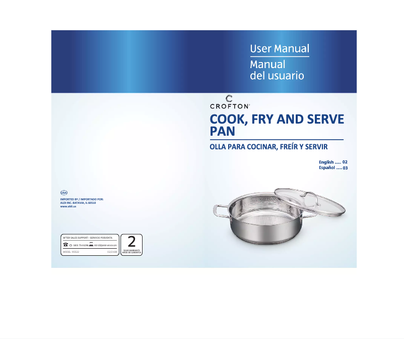 Página 1 del manual Manual de usuario Crofton Cook Fry and Serve Pan 95522