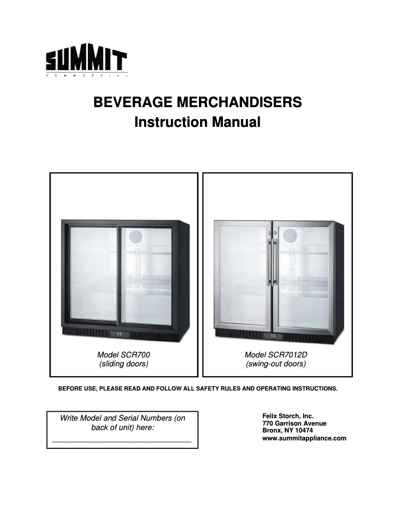 Página 1 del manual Manual de usuario Summit SCR7012D