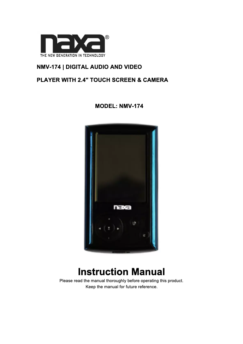 Imagen de la primera página del manual del dispositivo NMV-174