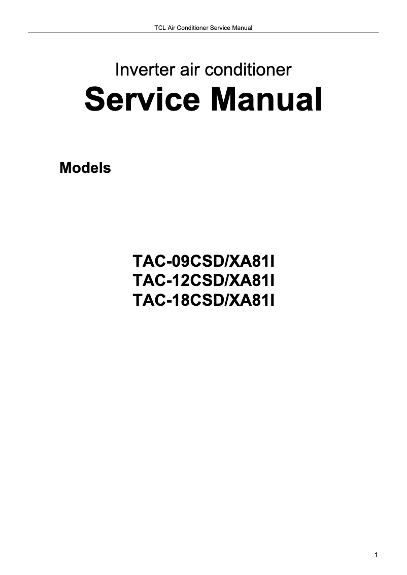 Imagen de la primera página del manual del dispositivo TAC-09CSD/XA82I