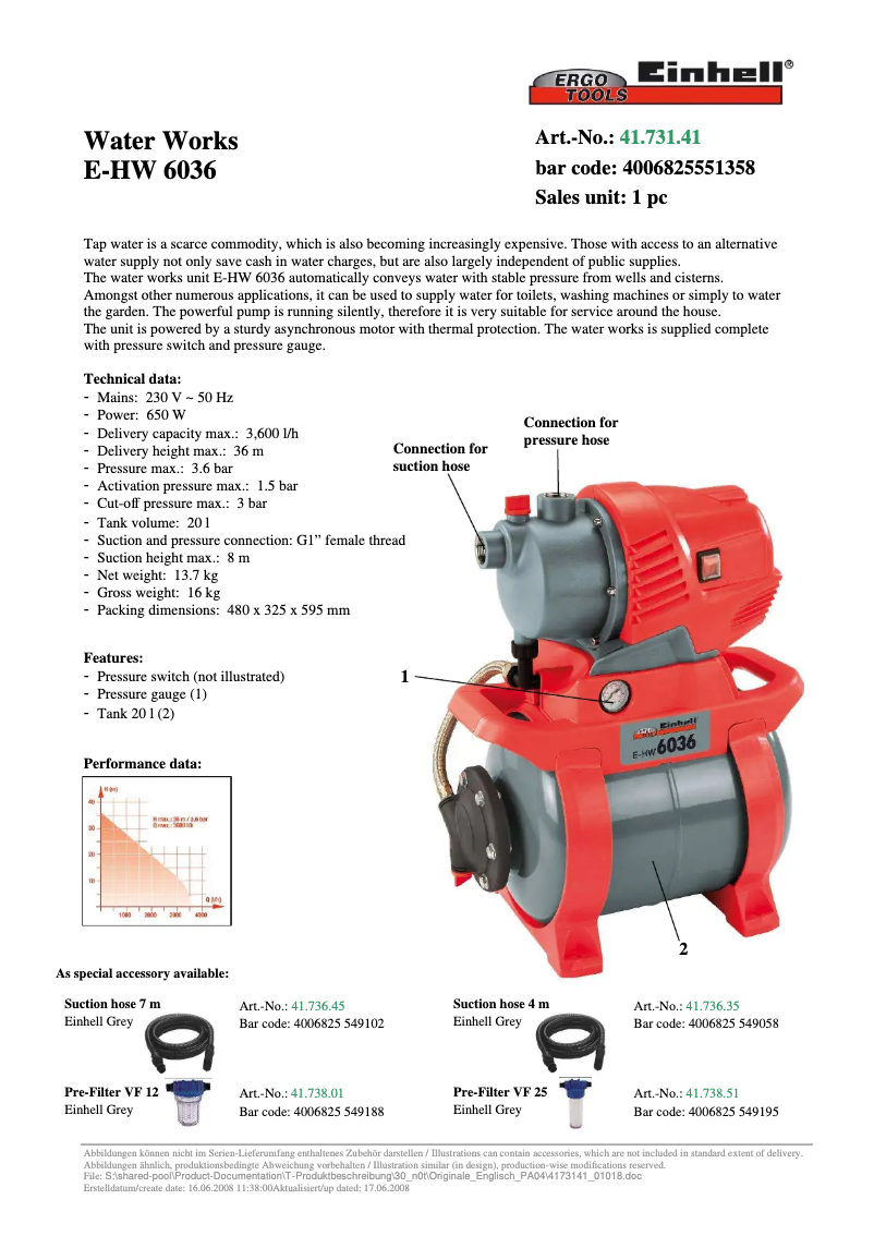 Imagen de la primera página del manual del dispositivo E-HW 6036