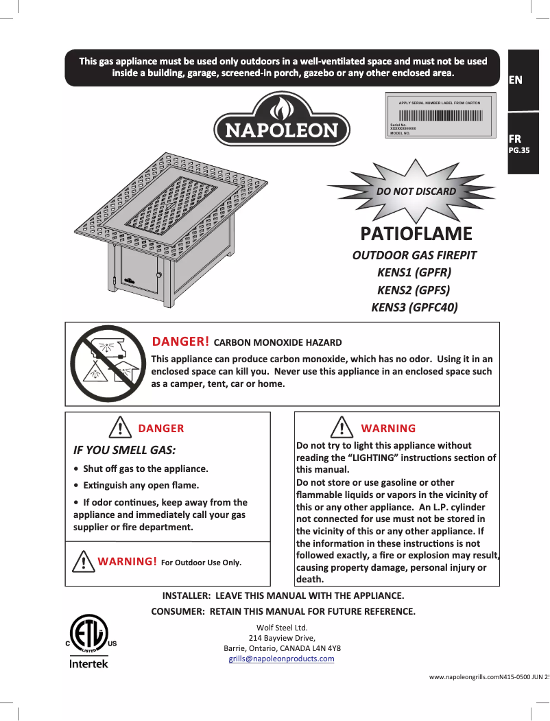Imagen de la primera página del manual del dispositivo KENS1-BZ-1