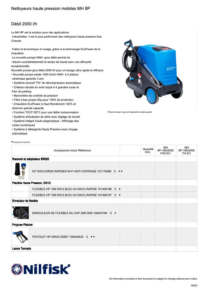 Página nº 1 - Ficha técnica Nilfisk MH 8P