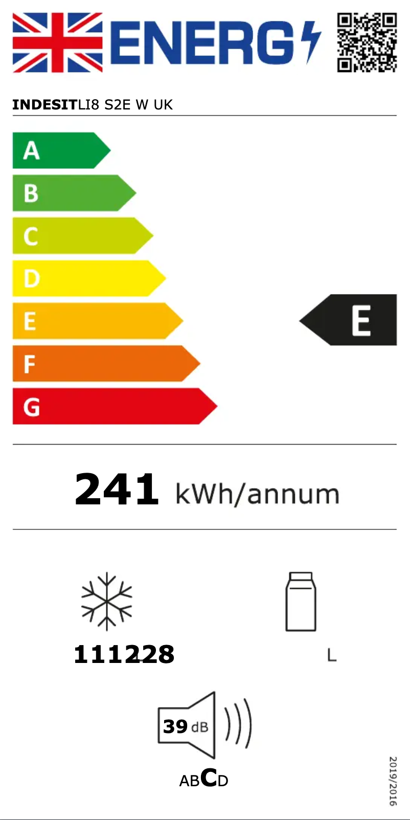 Página 1 del manual Etiqueta energética Indesit LI8 S2E S