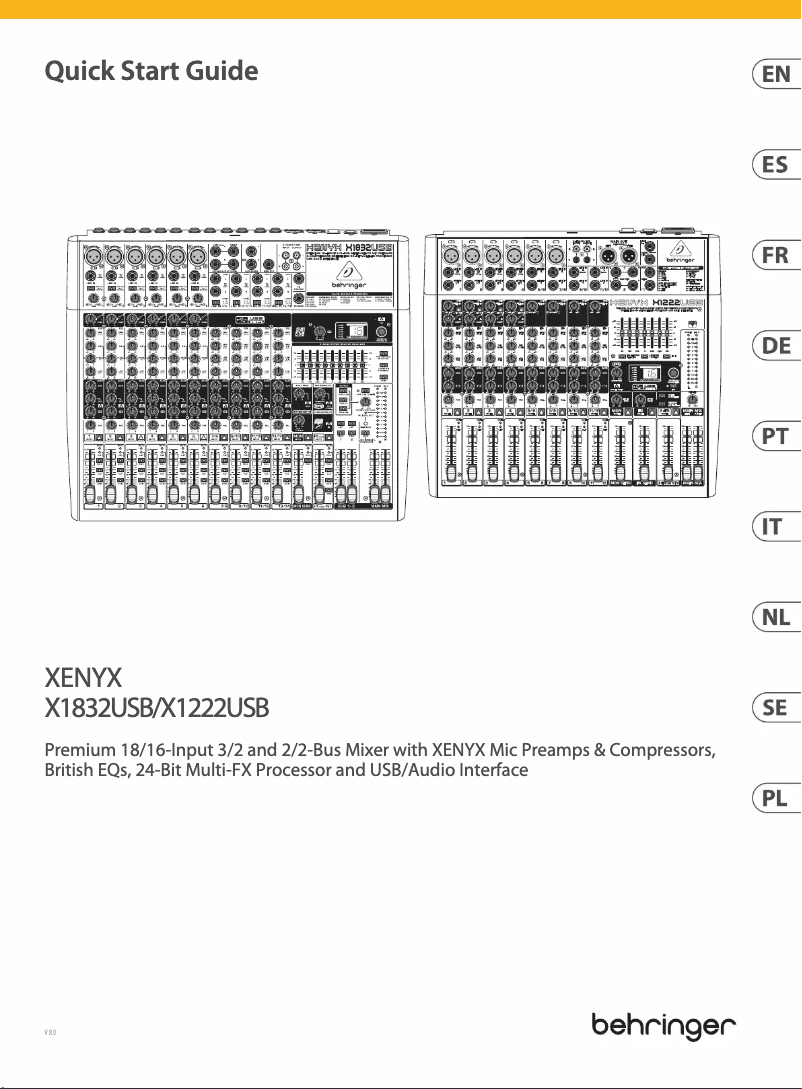 Imagen de la primera página del manual del dispositivo Xenyx X1832USB
