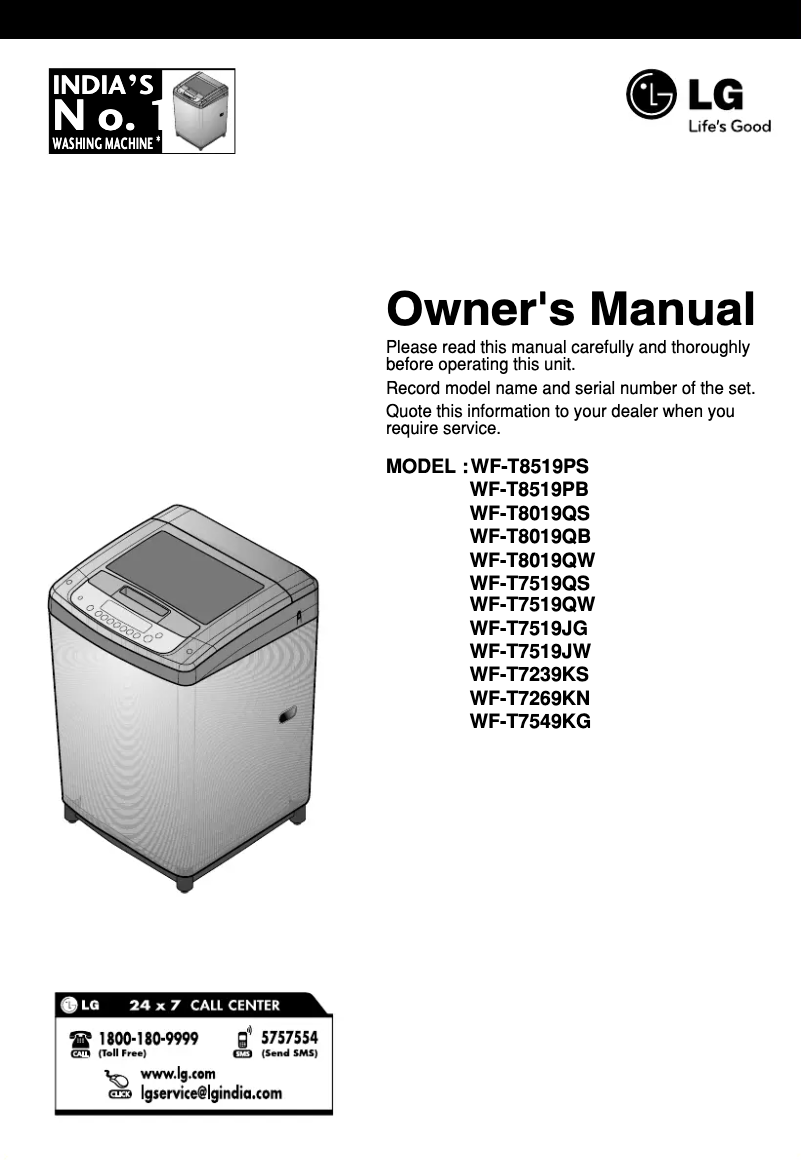 Página 1 del manual Manual de usuario LG WF-T8019QS