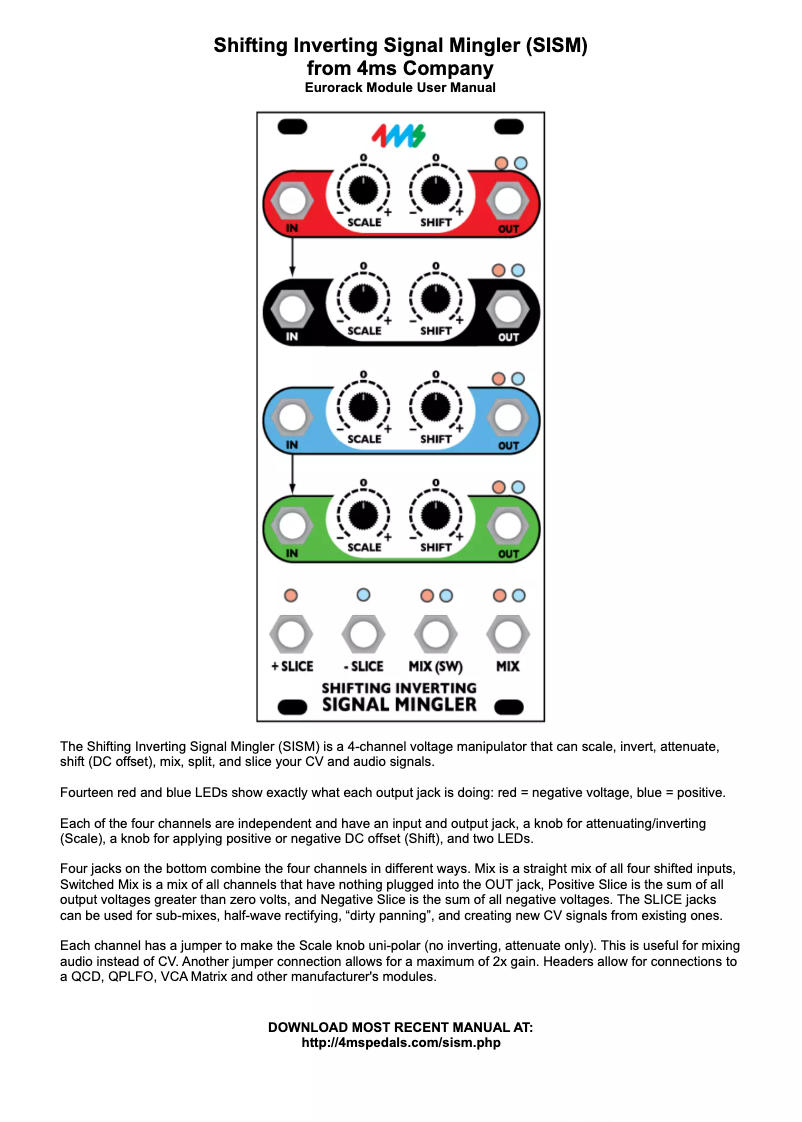 Imagen de la primera página del manual del dispositivo Shifting Inverting Signal Mingler