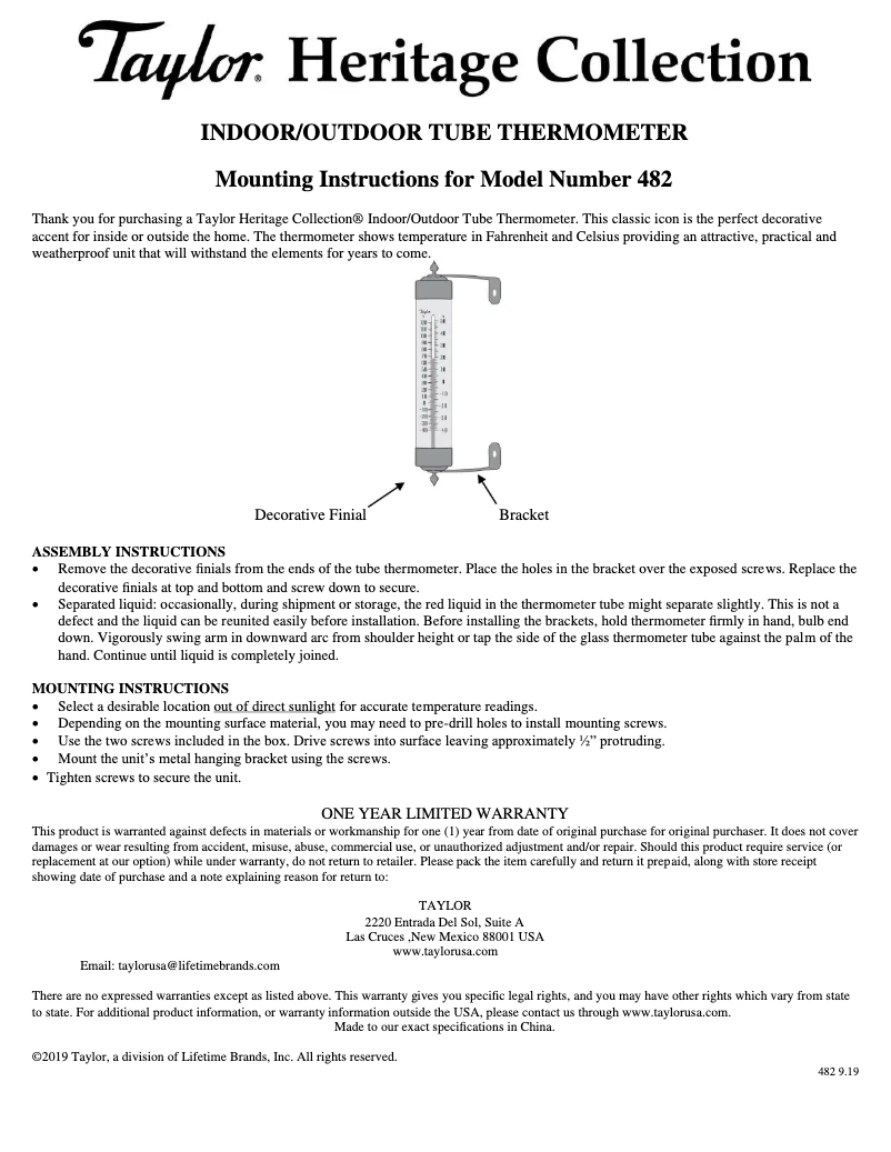 Imagen de la primera página del manual del dispositivo 482CR
