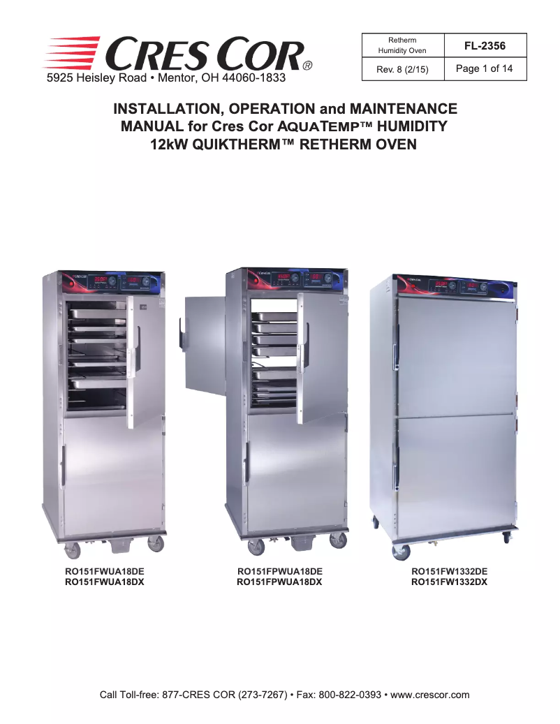 Página 1 del manual Manual de usuario Cres Cor RO151FW1332DX