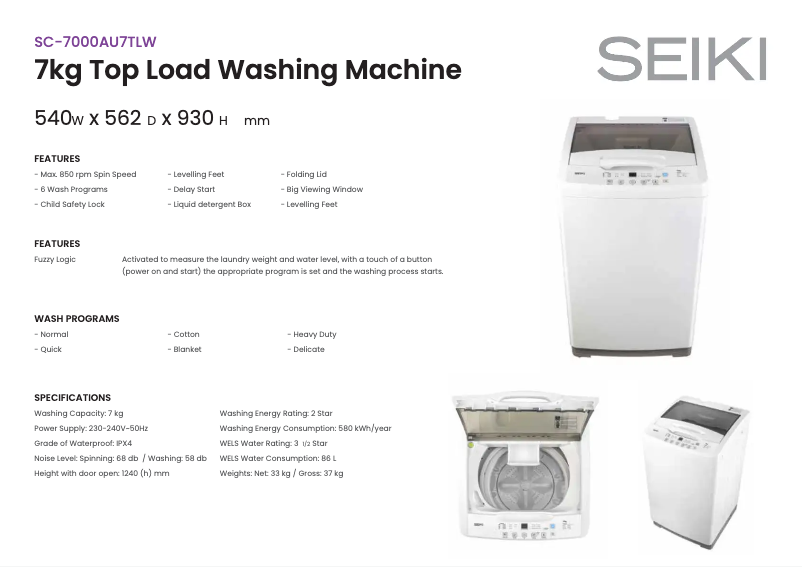 Imagen de la primera página del manual del dispositivo SC-7000AU7TL