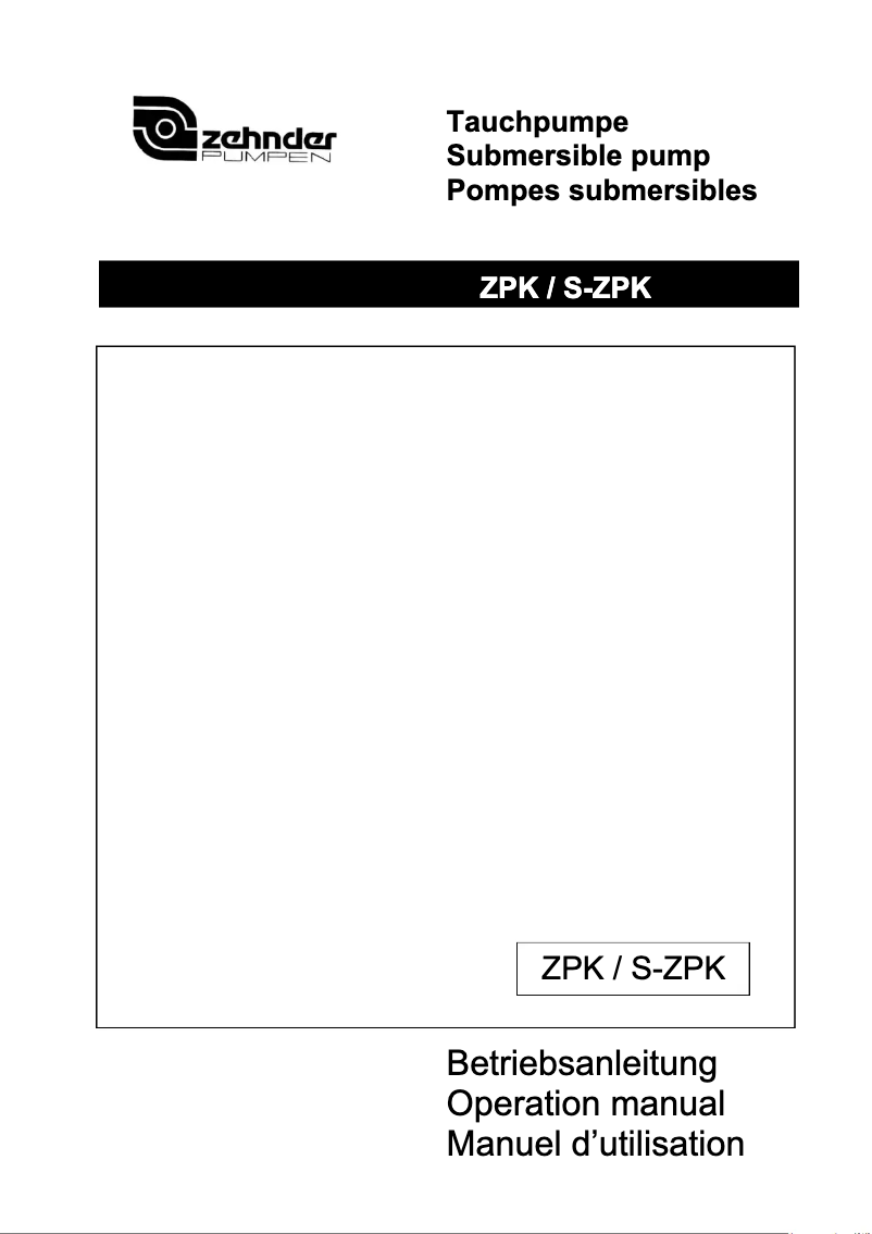 Página 1 del manual Manual de usuario Zehnder Pumpen S-ZPK 30 KS