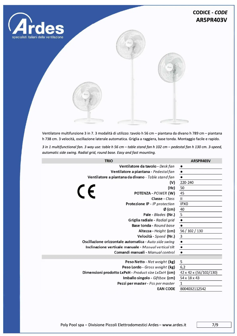 Imagen de la primera página del manual del dispositivo AR5PR403V