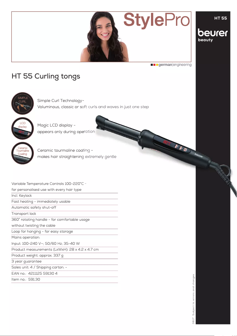 Página 1 del manual Ficha técnica Beurer HT 55