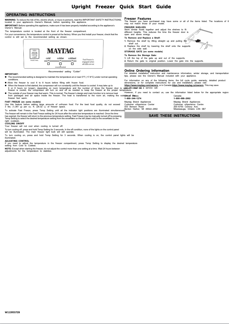 Página 1 del manual Guía de inicio rápido Maytag MZF34X18FW