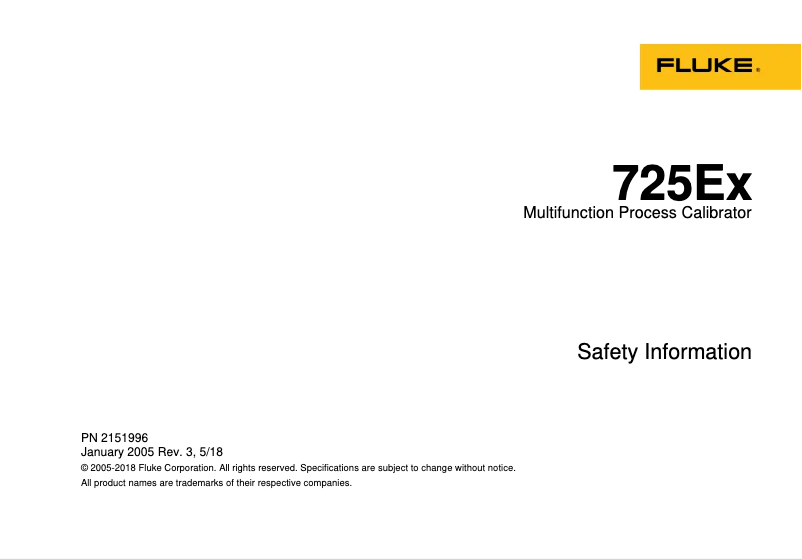 Página 1 del manual Instrucciones de seguridad Fluke 725Ex