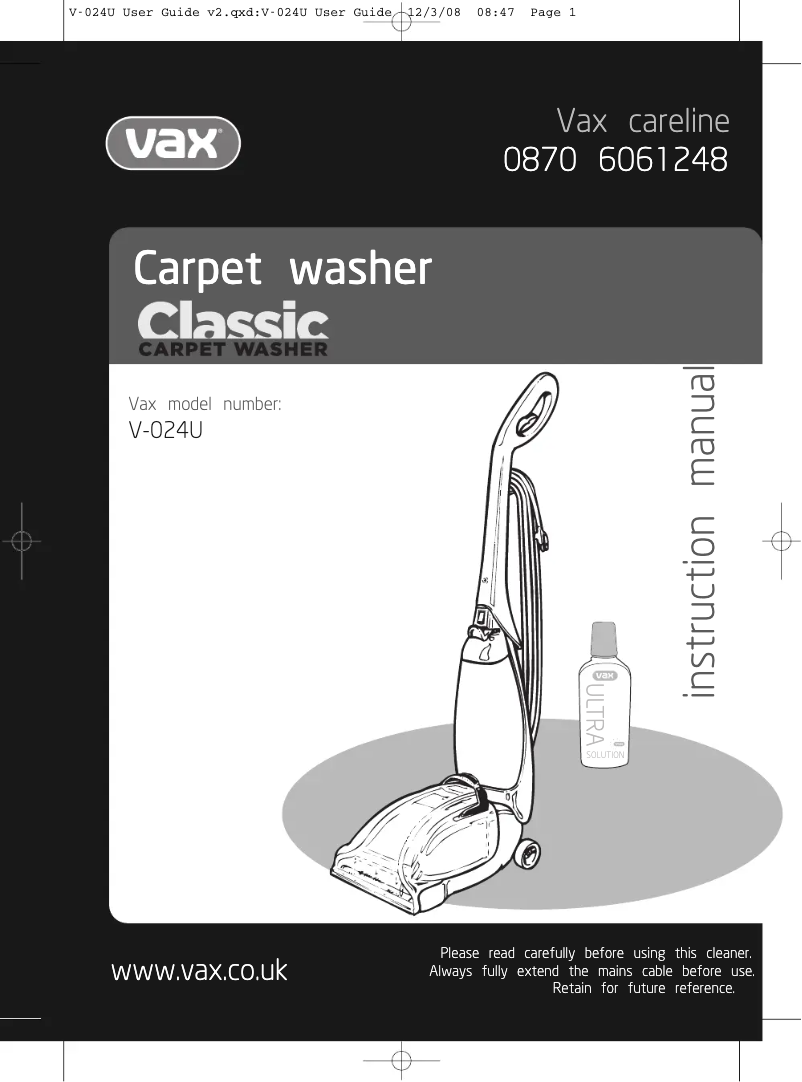 Imagen de la primera página del manual del dispositivo Rapide V-024A