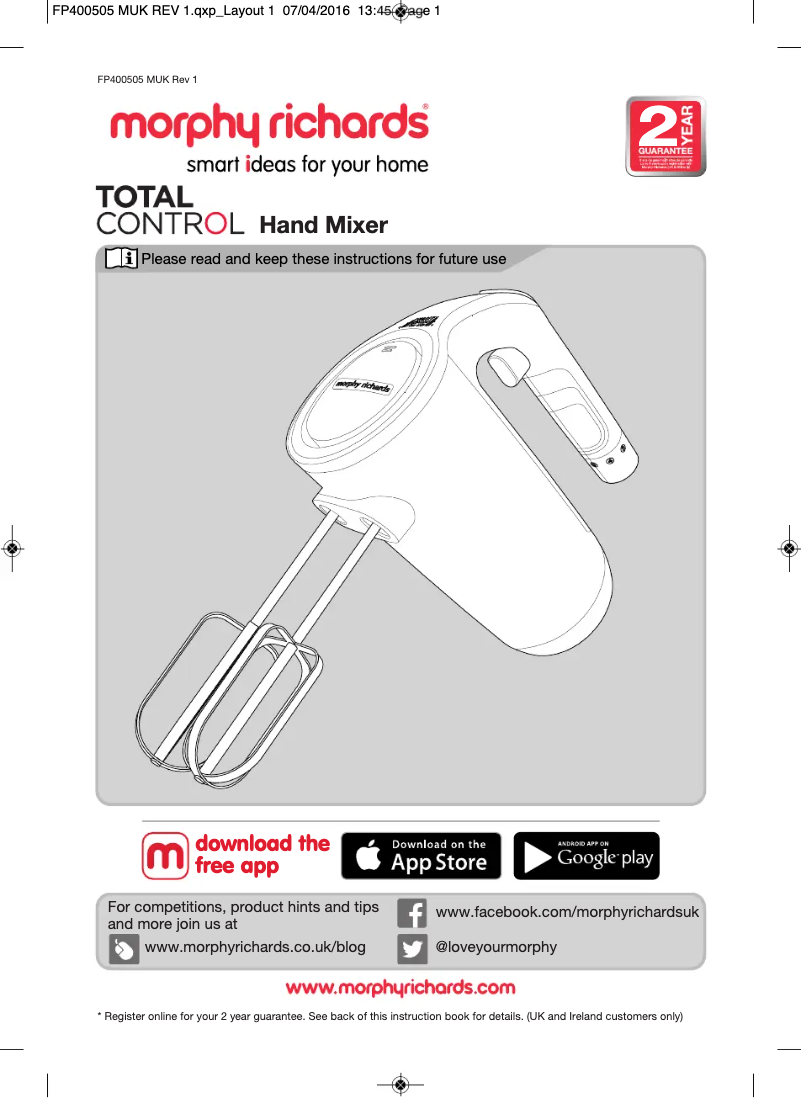 Página 1 del manual Manual de usuario Morphy Richards 400505