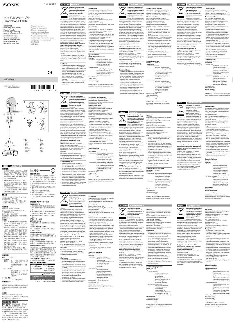 Página nº 1 - Manual de usuario Sony MUC-B20BL1