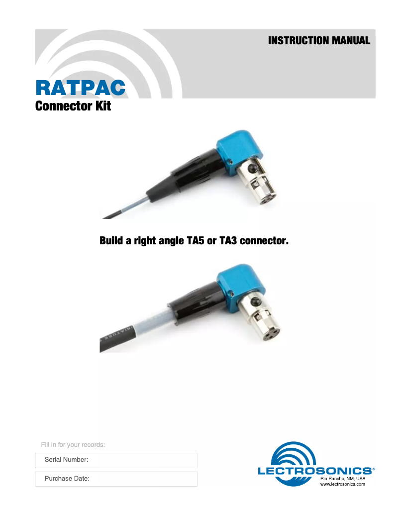 Página nº 1 - Manual de usuario Lectrosonics RATPAC