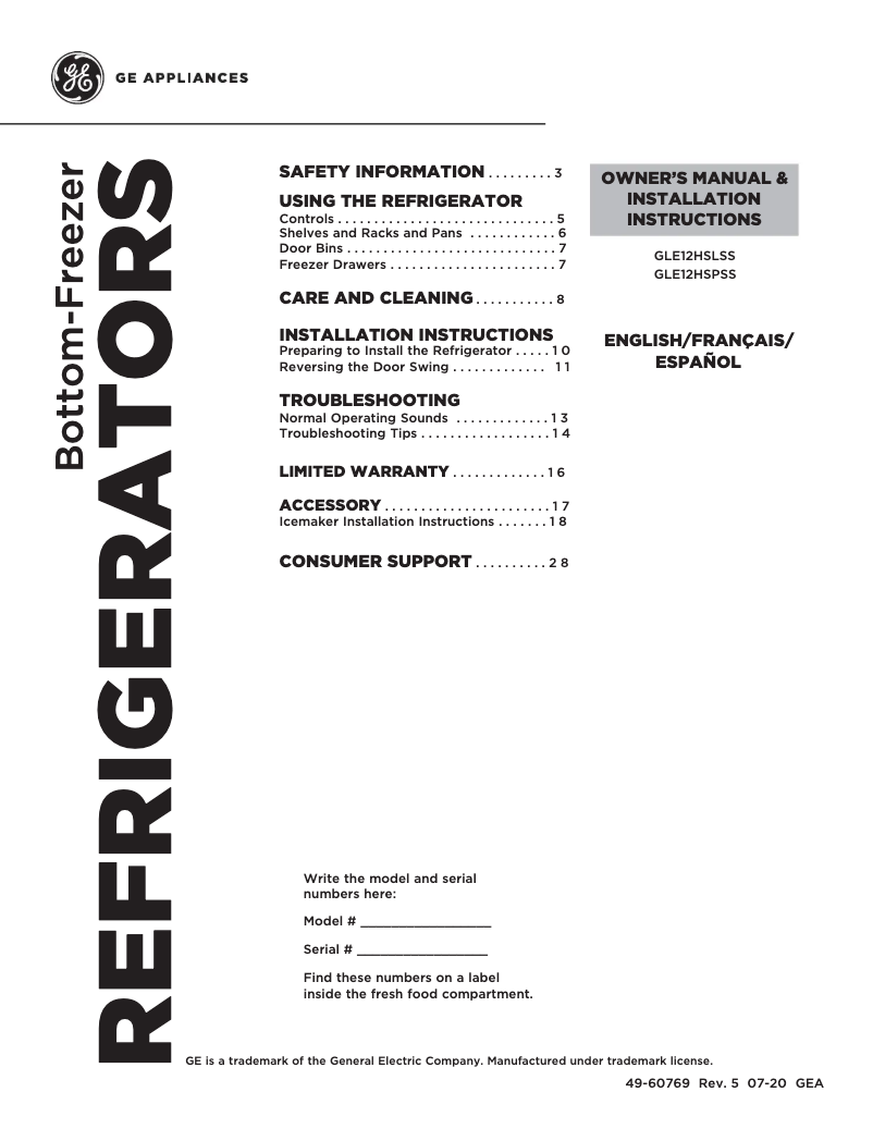 Imagen de la primera página del manual del dispositivo GLE12HSPSS
