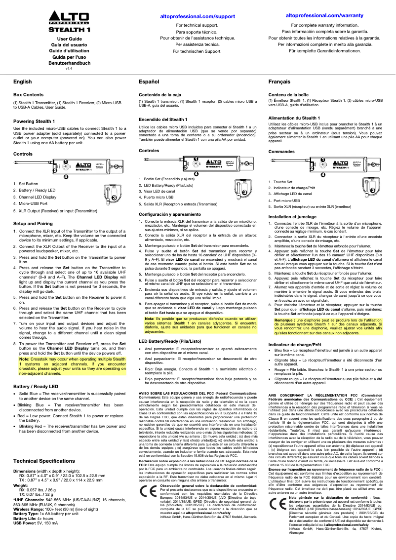 Página 1 del manual Manual de usuario Alto STEALTH 1