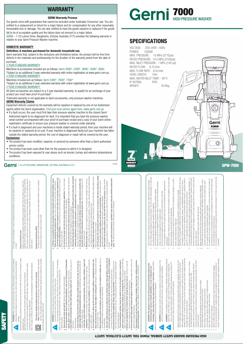 Página nº 1 - Manual de usuario Gerni 7000