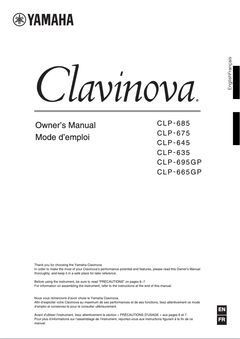 Página 1 del manual Manual de usuario Yamaha Clavinova CLP-695GP