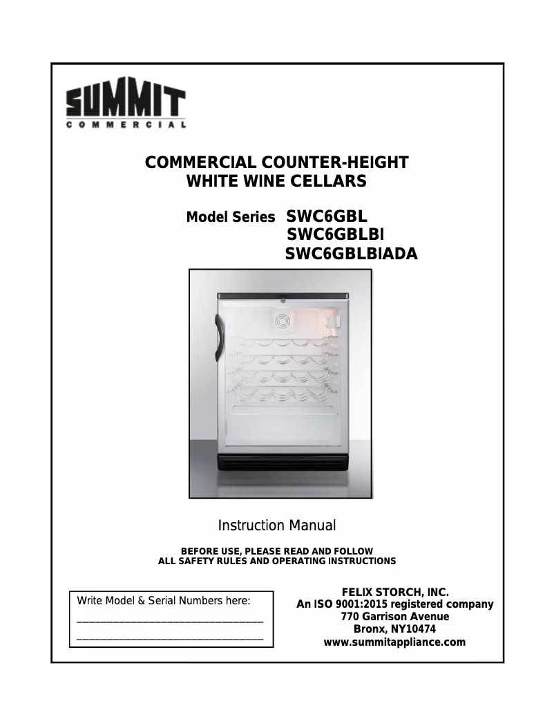 Página nº 1 - Manual de usuario Summit SWC6GBLSH