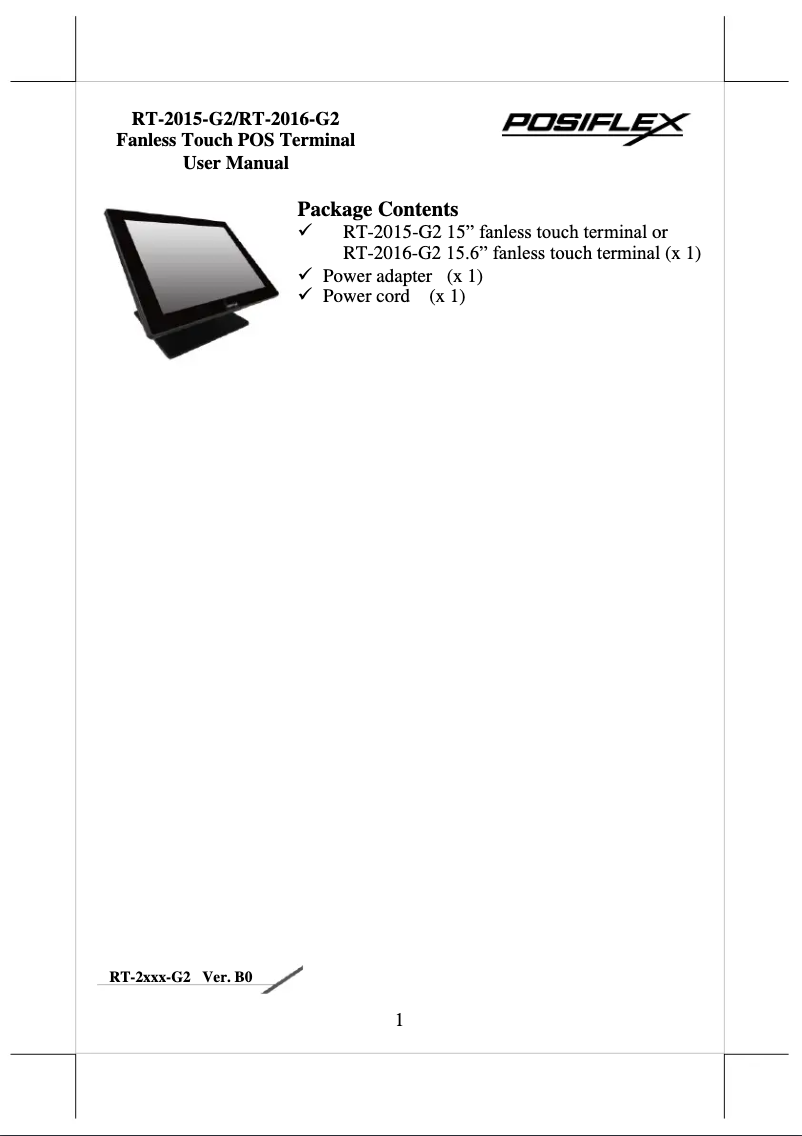 Página 1 del manual Manual de usuario Posiflex RT-2016-G2