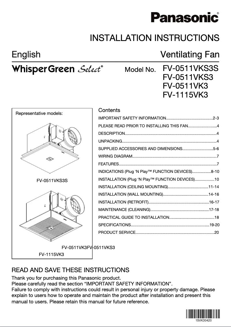 Imagen de la primera página del manual del dispositivo FV-0511VKS3