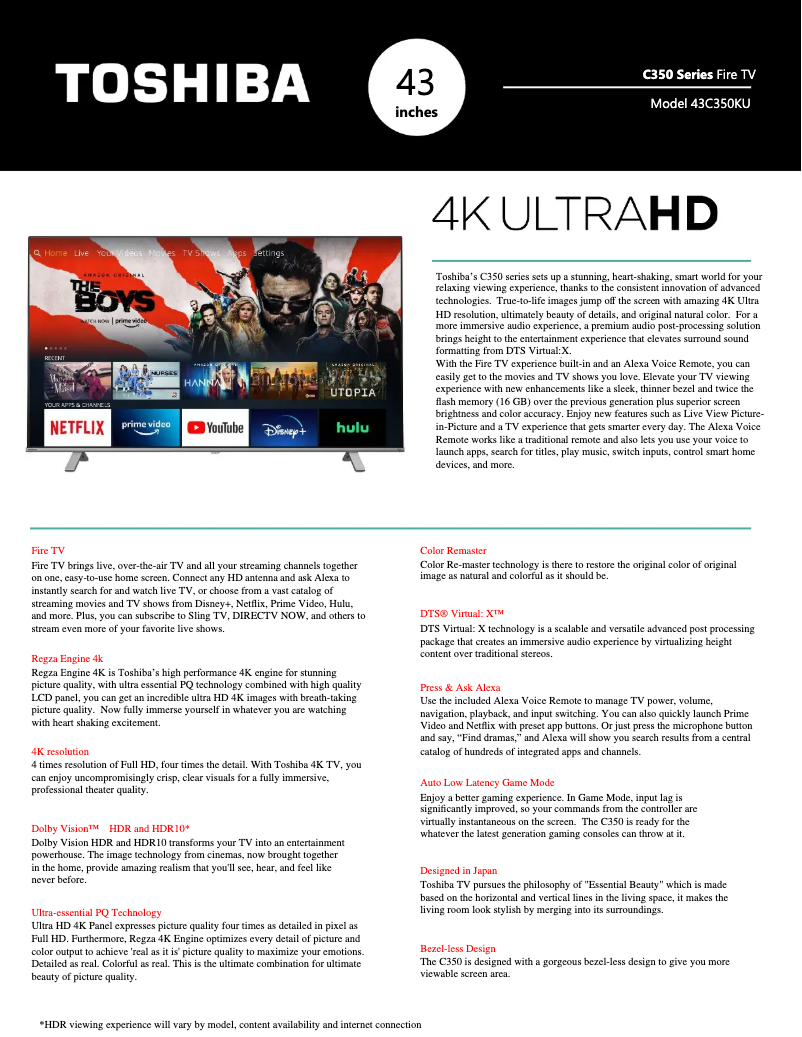 Imagen de la primera página del manual del dispositivo 43C350KU