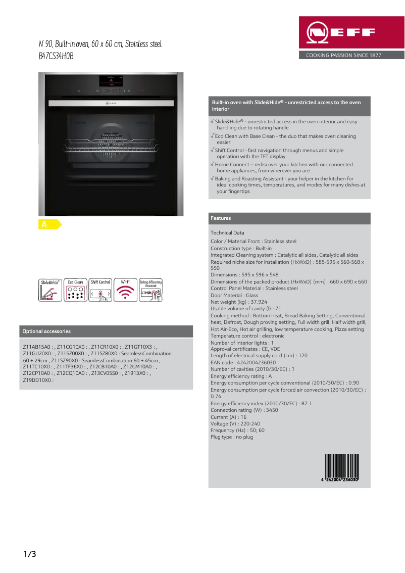 Imagen de la primera página del manual del dispositivo B47CS34H0B