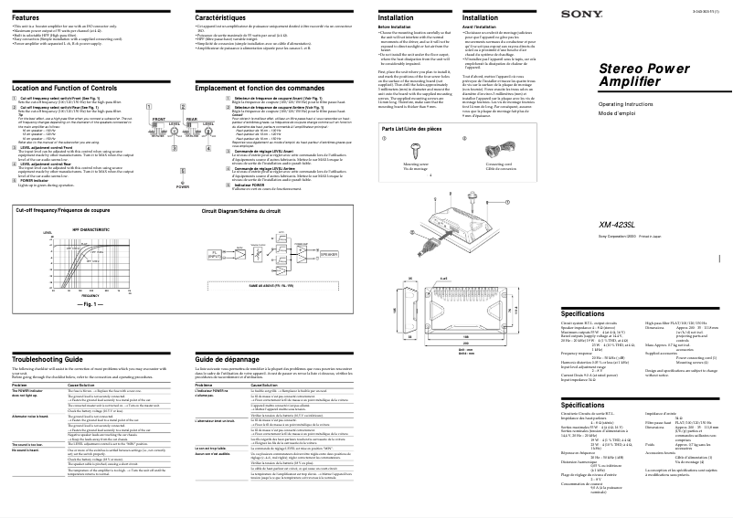 Imagen de la primera página del manual del dispositivo XM-423SL