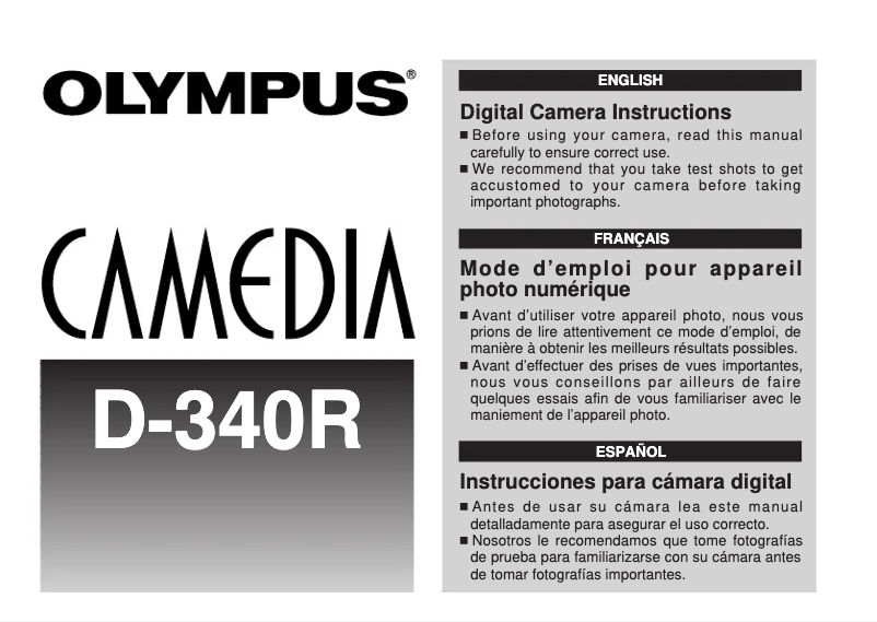 Imagen de la primera página del manual del dispositivo Camedia D-340R