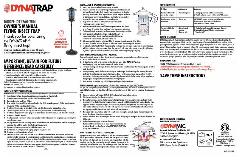 Imagen de la primera página del manual del dispositivo DT1260-TUN