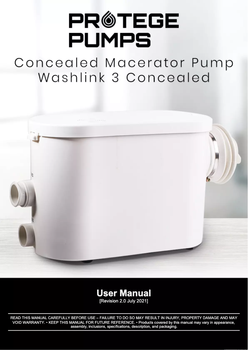 Página 1 del manual Manual de usuario Protege Washlink 3 Concealed