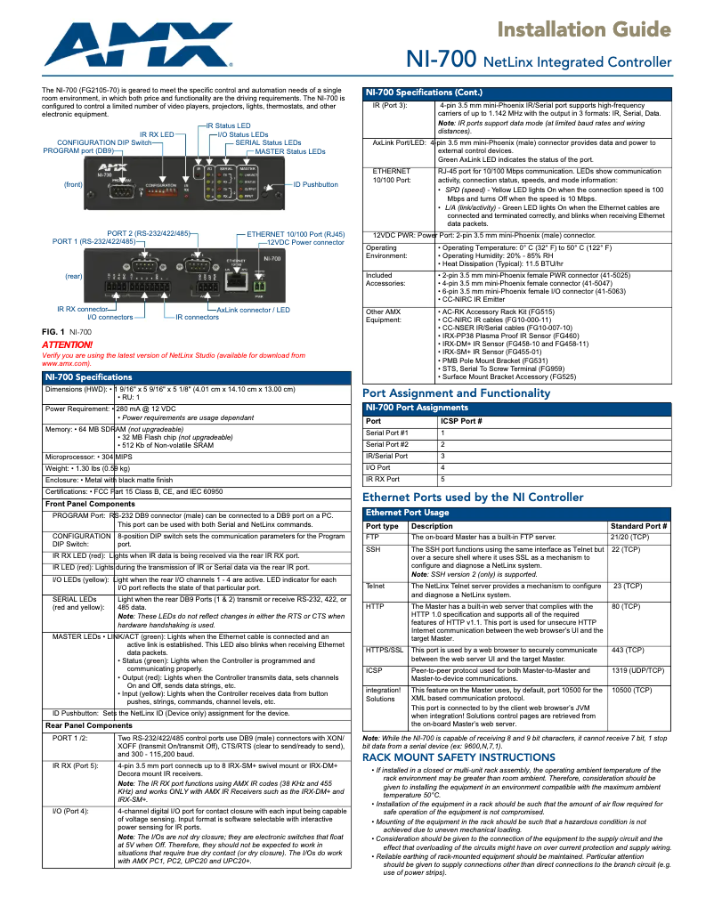 Imagen de la primera página del manual del dispositivo FG2105-70