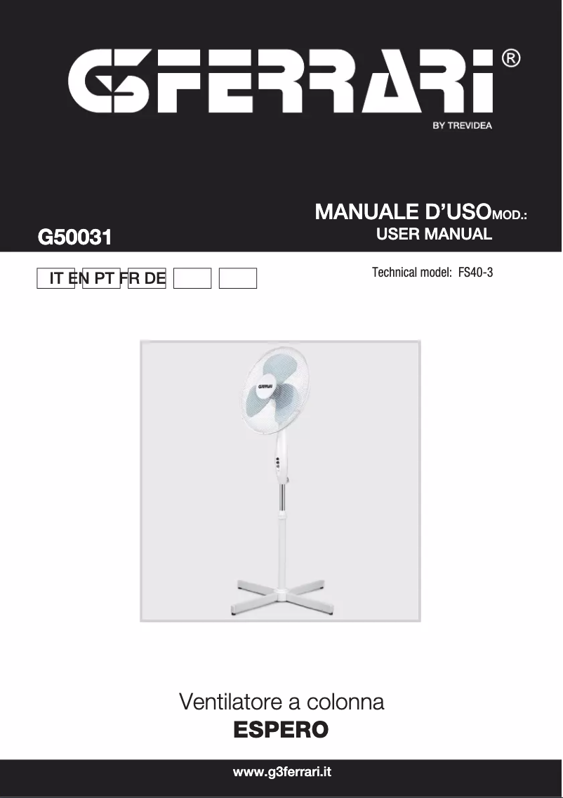 Página 1 del manual Manual de usuario G3 Ferrari Espero G50031