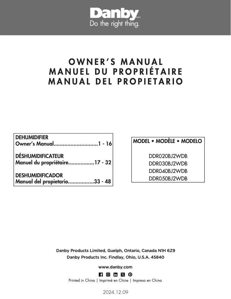 Página 1 del manual Manual de usuario Danby DDR050BJ2WDB