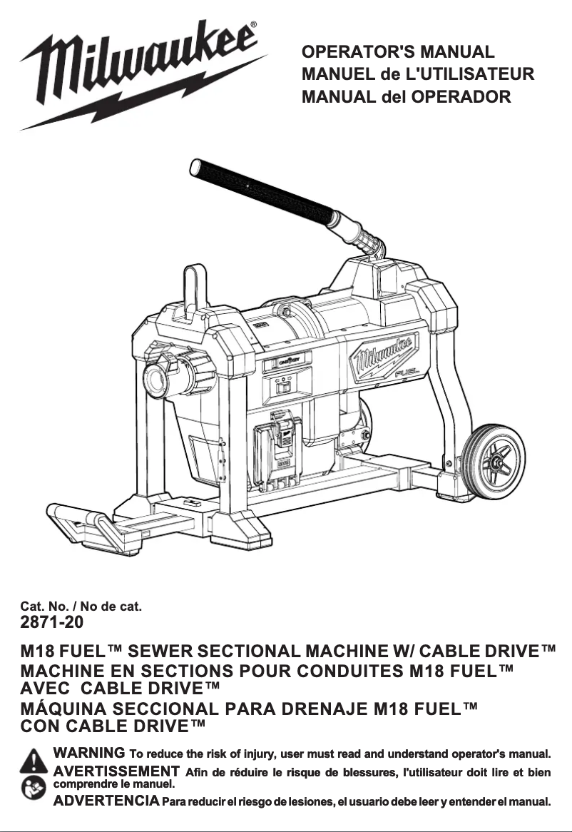 Página 1 del manual Manual de usuario Milwaukee M18 Fuel Cable Drive 2871A-22