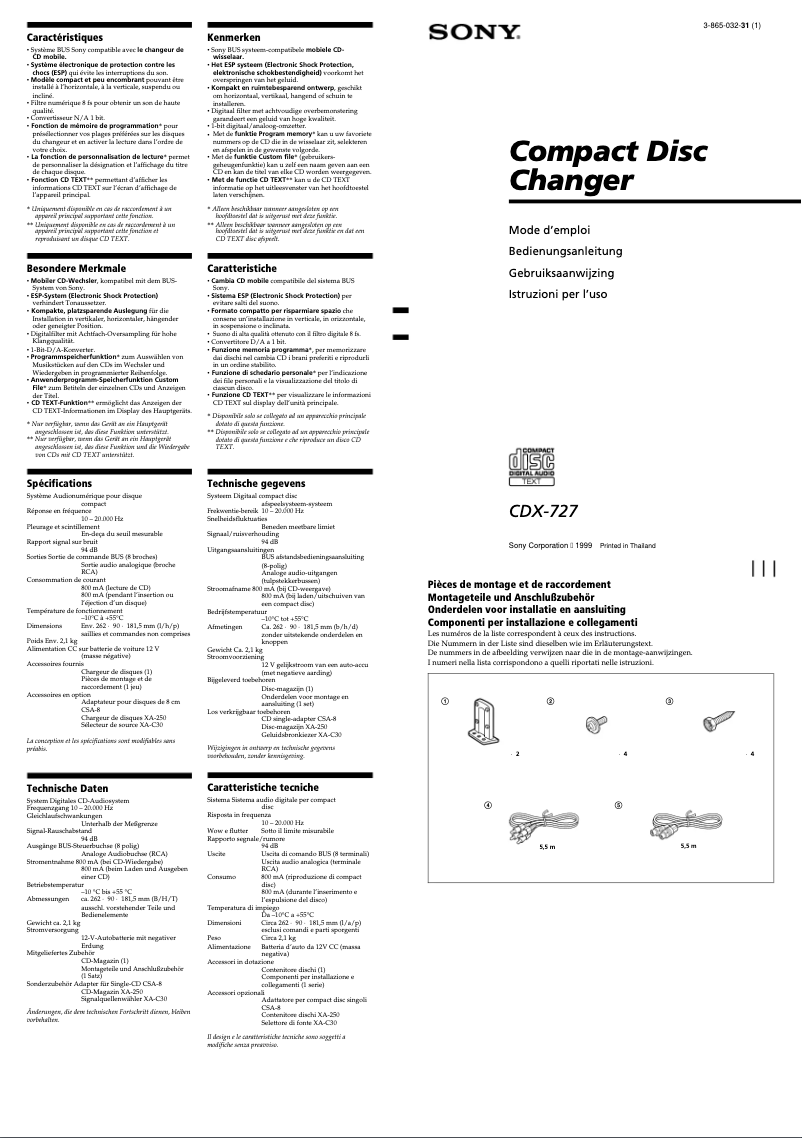 Página 1 del manual Manual de usuario Sony CDX-727