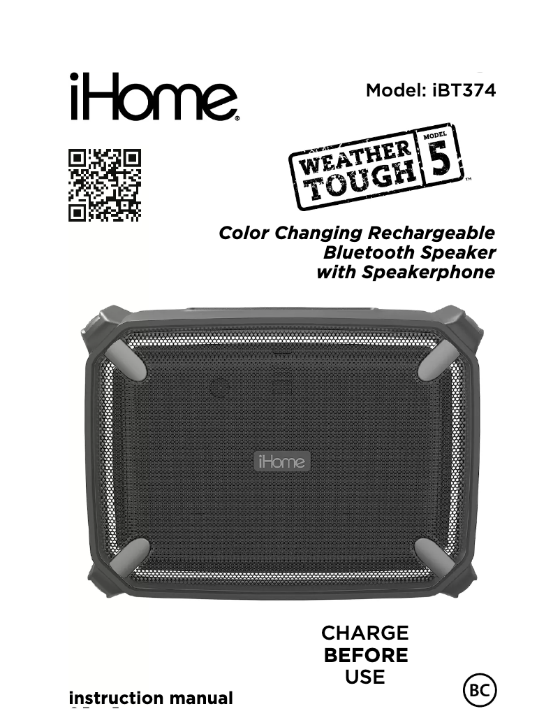 Imagen de la primera página del manual del dispositivo IBT374BGC