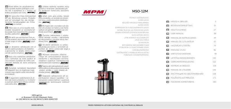 Imagen de la primera página del manual del dispositivo MSO-12M